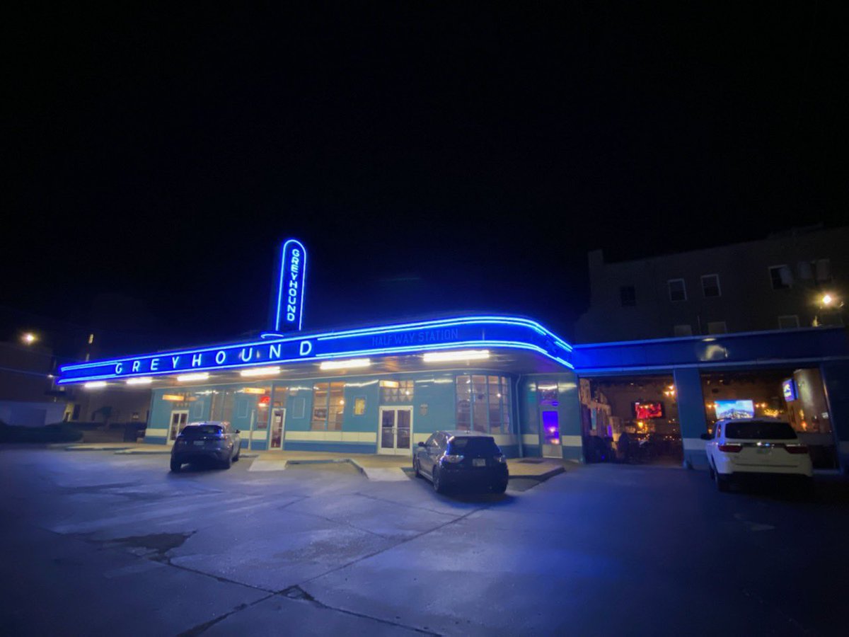 MIShouldTalk's tweet photo. This is now a fancy restaurant in Jackson, TN. After WWII it was my family’s business. Here’s my grandad who returned from the war to buy the @GreyhoundBus station and my grandmother who ran the ticket booth! Thanks @EmilyDCrowell for the now picture! https://t.co/u17tbGdEP7