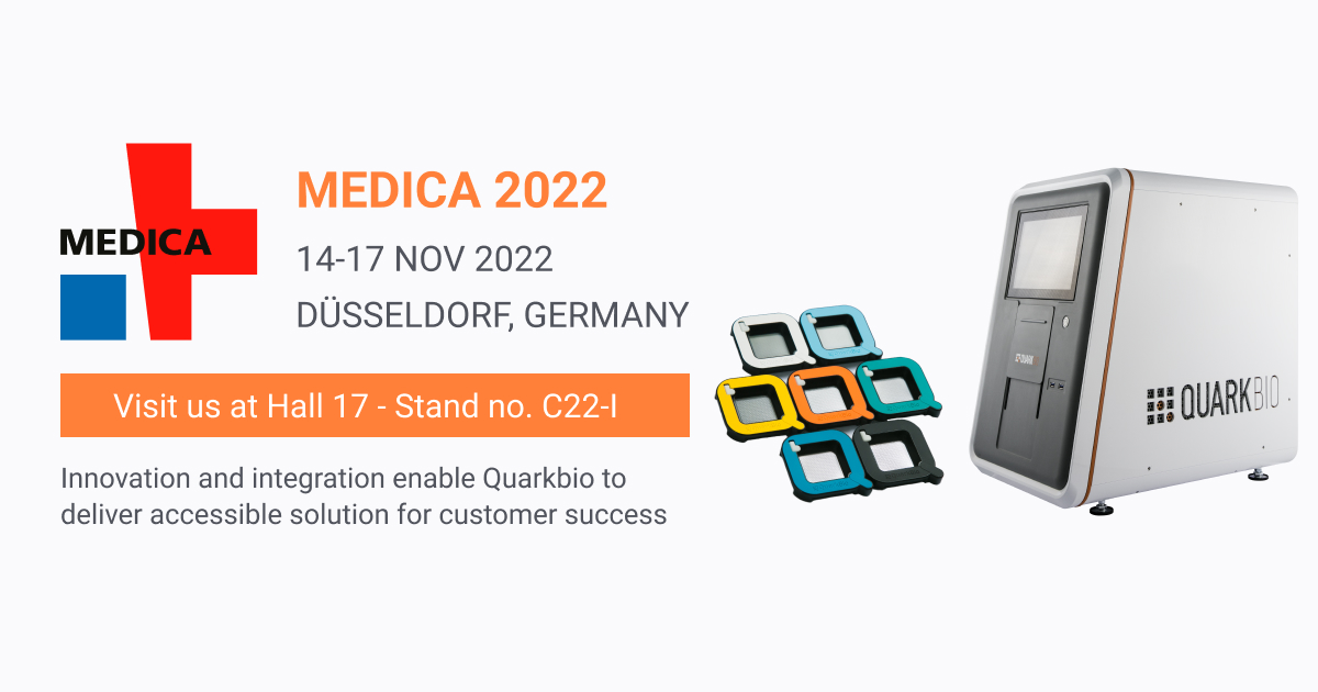 Join us at MEDICA 2022 to see our innovative oncology diagnostic platform! 

Register now bit.ly/2022medica

Booth no.: Hall17 Stand C22-I
Date: 14 - 17 November, 2022

#QuarkBio #MEDICA2022 #NextAmp  #PrecisionMedicine