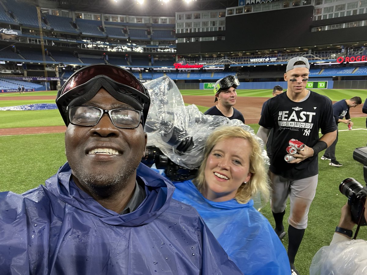 OlivingstonTV's tweet photo. Me and my photog Kristy Barry after on field celebration with a cameo from the soon to be AL MVP @TheJudge44 https://t.co/7tPALFVqIG