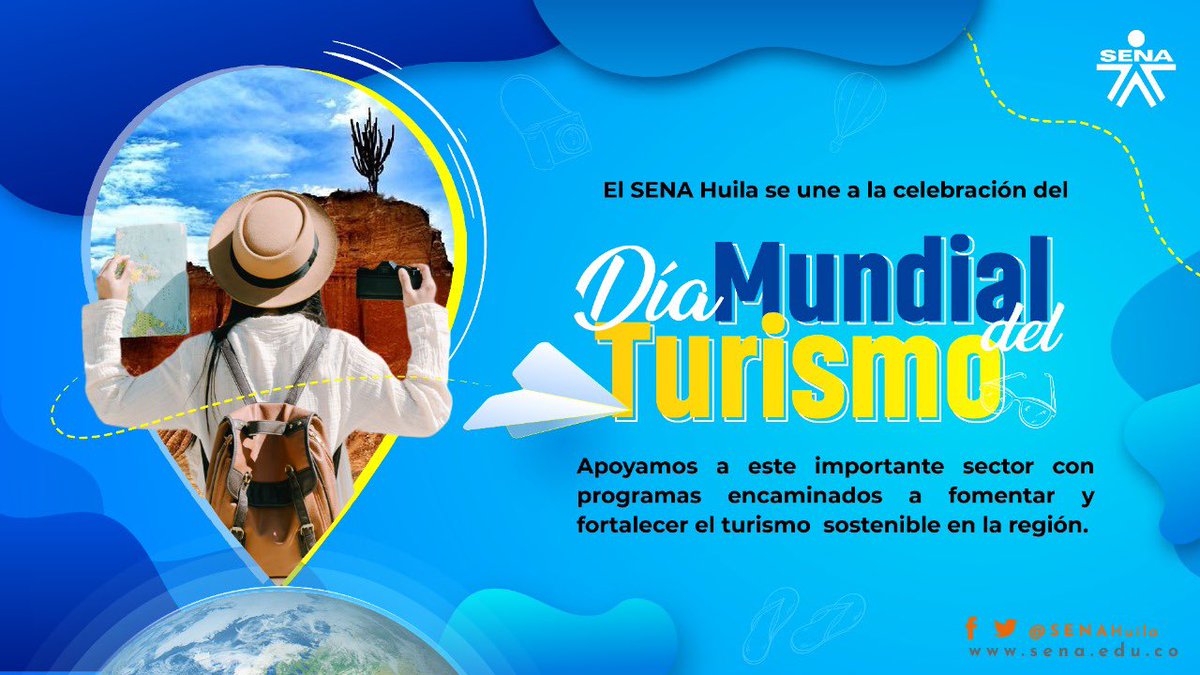 Hoy es el #DíaMundialDelTurismo, y desde el #SENA #Huila seguimos avanzando con programas encaminados a fomentar y fortalecer el #Turismo  sostenible en la región, para mostrar que nuestro departamento es un #ParaísoPorDescubrir. #SomosSENA.