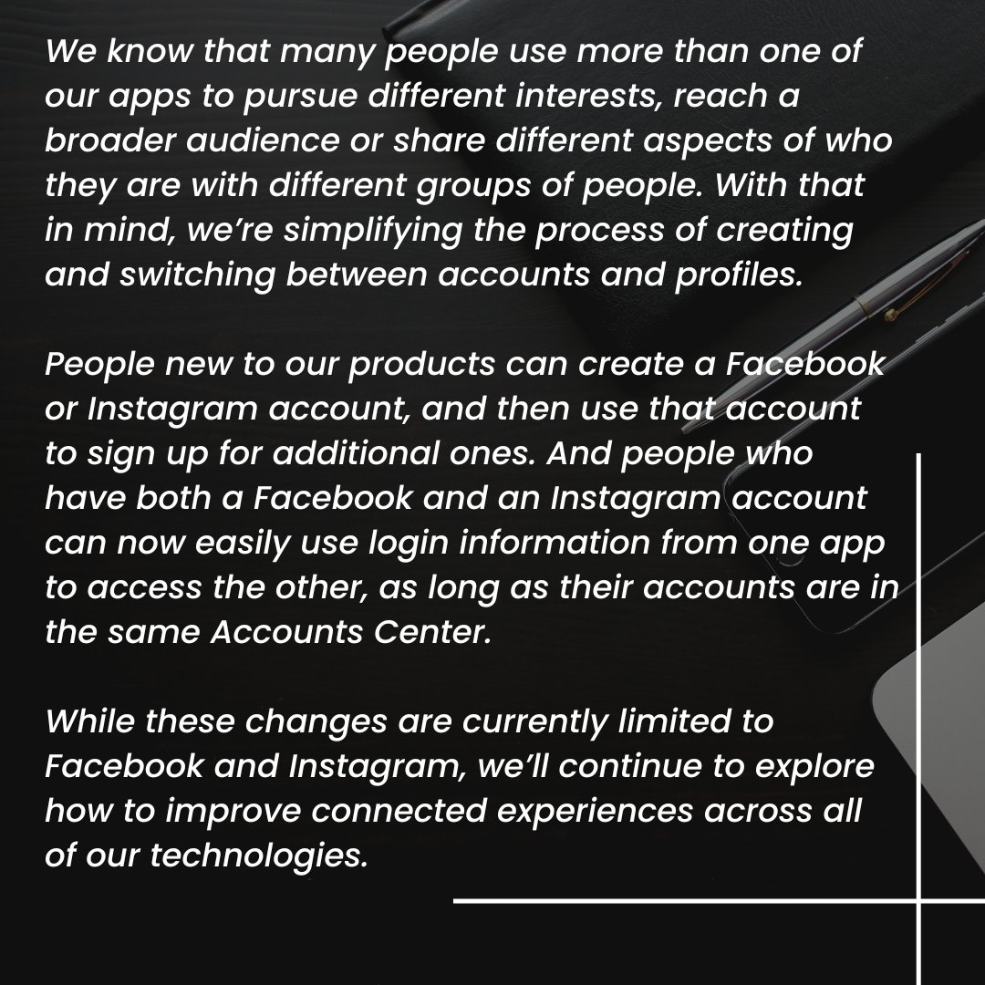 AmithHegde6's tweet photo. #Meta adds #AccountSwitching, #CrossAppAlert #tools & makes it easier to #CreateNewAccounts—as it looks to maximise #engagement on @facebook & @instagram
The new CrossAppAlerts will get more people tapping across to stay up to date with the latest
#SocialMedia #Digital
📸@meta https://t.co/NFqKteBCJ6