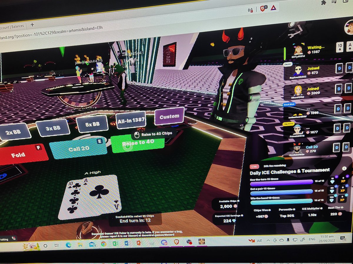 DazeNMagic's tweet photo. Thank you so much for the delegation.. πππ @EmpressRaeon #icepoker #icewearable #Decentraland #decentralgames https://t.co/Eqen2Fagw8