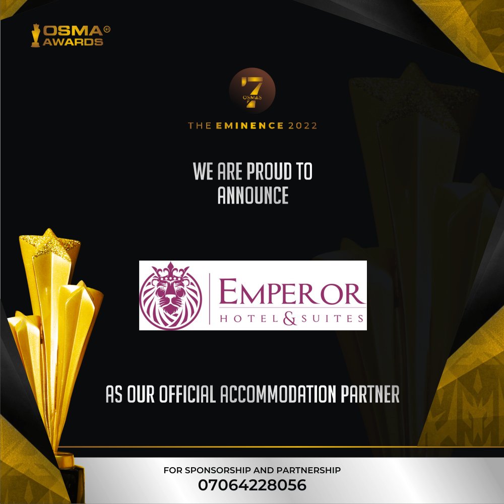 EmperorHotel_Ak's tweet photo. Thank you for bringing us on your team @the_osmass @AyodeleOsma 
We are delighted to partnering with you guys and we are ready to receive your guests

Go get your tickets.........

For booking and reservations, please call 08030872435

#7thosmas
#OSMA2022
#emperorhotelandsuites https://t.co/UAdbgftRag