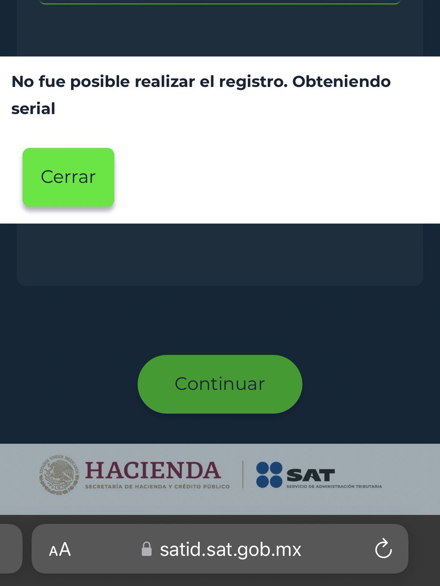 Habacuc_23's tweet photo. @SATMX me sale este error en SAT ID, ya intenté en varios equipos en diferentes navegadores ¿qué puedo hacer? https://t.co/nenclGN3qV