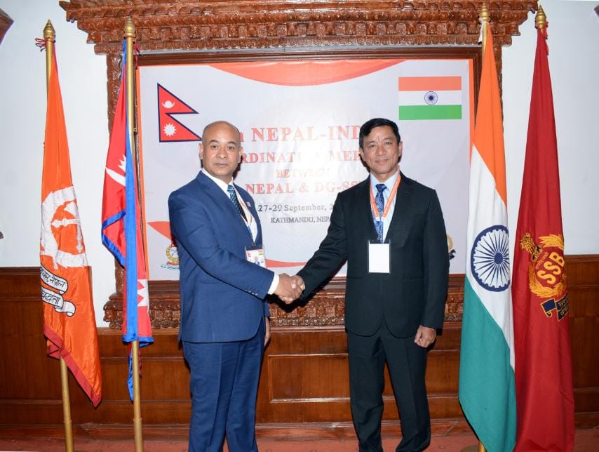 SSB_INDIA's tweet photo. The joint Co-ordination meeting between Director General #SSB and Inspector General @APFNepalHQ commenced in Kathmandu.  First day talks focused on streamlining the mechanism to curb trans-Border Crimes and exchange of information.
@HMOIndia
@PMOIndia
@PIBHomeAffairs
@EONIndia https://t.co/DSr0RznbYM