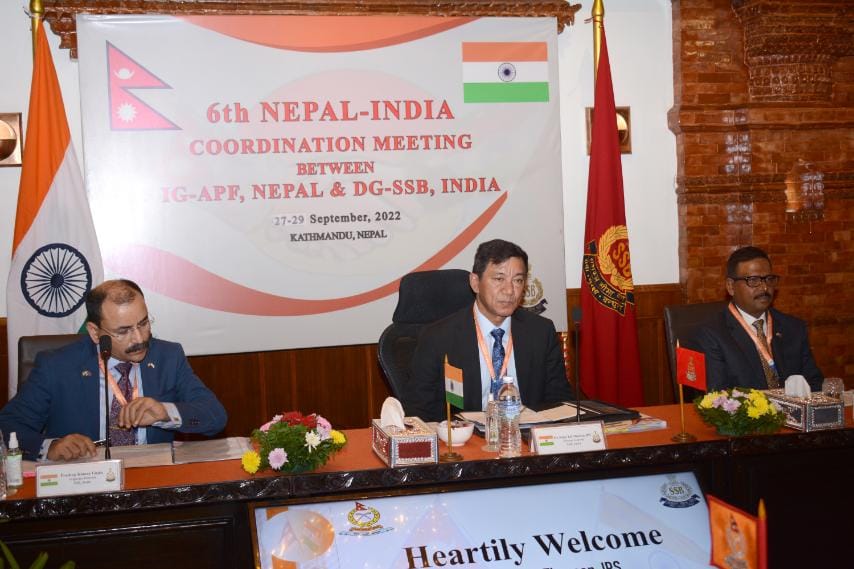 SSB_INDIA's tweet photo. The joint Co-ordination meeting between Director General #SSB and Inspector General @APFNepalHQ commenced in Kathmandu.  First day talks focused on streamlining the mechanism to curb trans-Border Crimes and exchange of information.
@HMOIndia
@PMOIndia
@PIBHomeAffairs
@EONIndia https://t.co/DSr0RznbYM