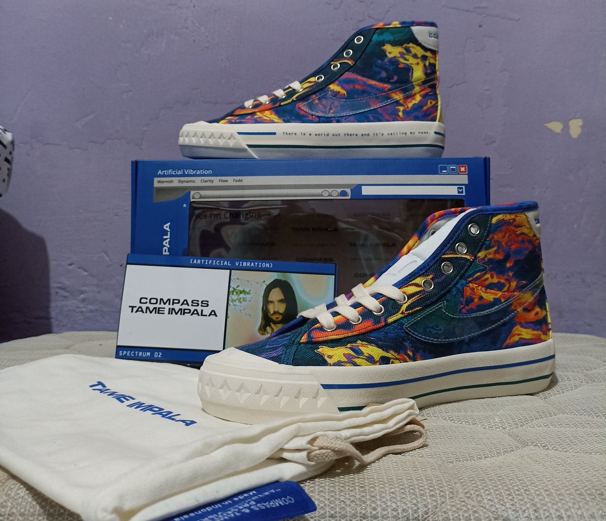 BagusBewok's tweet photo. @hrdbacot JUAL Bu Gan
Edisi terbatas
COMPASS X TAME IMPALA
SPECTRUM 02 TIE-DYE
Retrograde Hi Decon
Baru banget 100% legit 
Size : 41 (masuk 42) 
Kelengkapan FullSet
Harga gasss DM 
Jabodetabek bisa COD biar amanah
 #lapakcot #Compass #tameimpala https://t.co/e0hB0zucrv