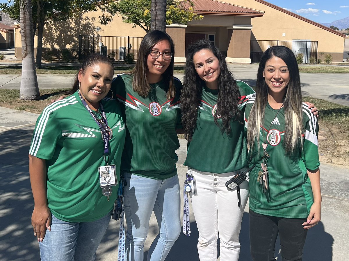 FalconsAvalon's tweet photo. When the Falcon Family staff rocks the same team for Futbol Soccer Day during Hispanic Heritage Month Spirit Week = great times and beautiful memories. #FalconsUnitedInExcellence #hispanicheritagemonth @ValVerdeUSD https://t.co/FLcvix9JK4