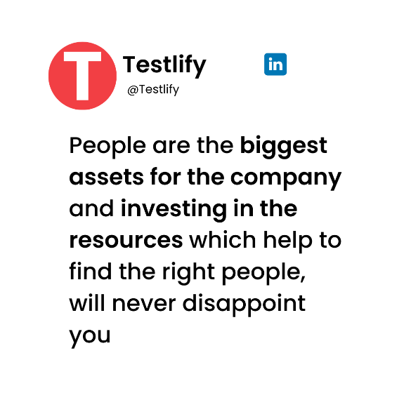 TestlifyHQ's tweet photo. What’s the biggest asset for any company?

It’s the people working there.

They are the driving force of any successful company.

If you invest in the right asset here, that will never disappoint you.

#People #Team #Hiring #HiringChallenges #TeamBuilding #HR https://t.co/XA1EgVAe8d