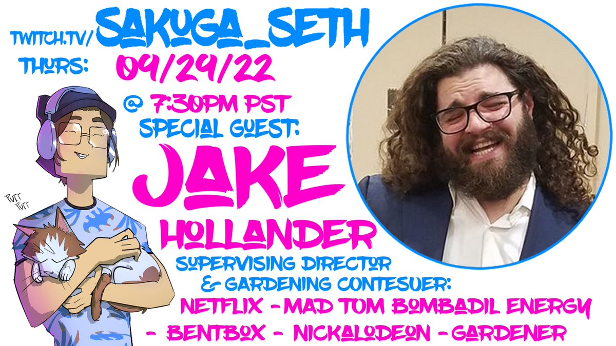This weeks guest for Talky Thursday is Jake Hollander (@GardenBearJake)! who is both a Supervising Director at Netflix and a pretty cool dude! Come by twitch.tv/sakuga_seth this Thursday at 7:30pm PDT to say hi to Jake!