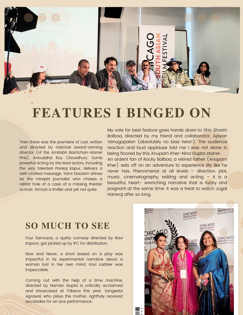 archita_mandal's tweet photo. Write-up (newsletter in images) after Chicago South Asian Film Festival. Thanks to the organizers for bringing brilliant filmmakers and artists from all over the world. #csaff #filmfestival #womeninfilm #founders 
@seninreverse https://t.co/N45eHVjyQ9