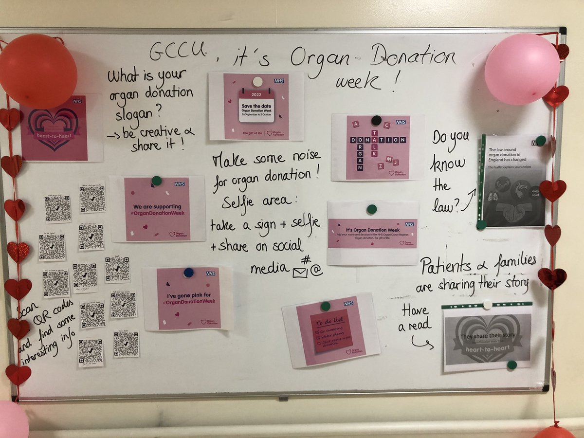 Wonderful to finish a transplant at 0400, drop off the patient in ITU and see this ⬇️. Thanks to our lovely colleagues in GCCU and across @GSTTnhs for their support of #OrganDonationWeek. @GSTTanaesthesia @GSTT_ICU @NHSBT @NHSBT_RM @dalecgardiner @OMG_NHS