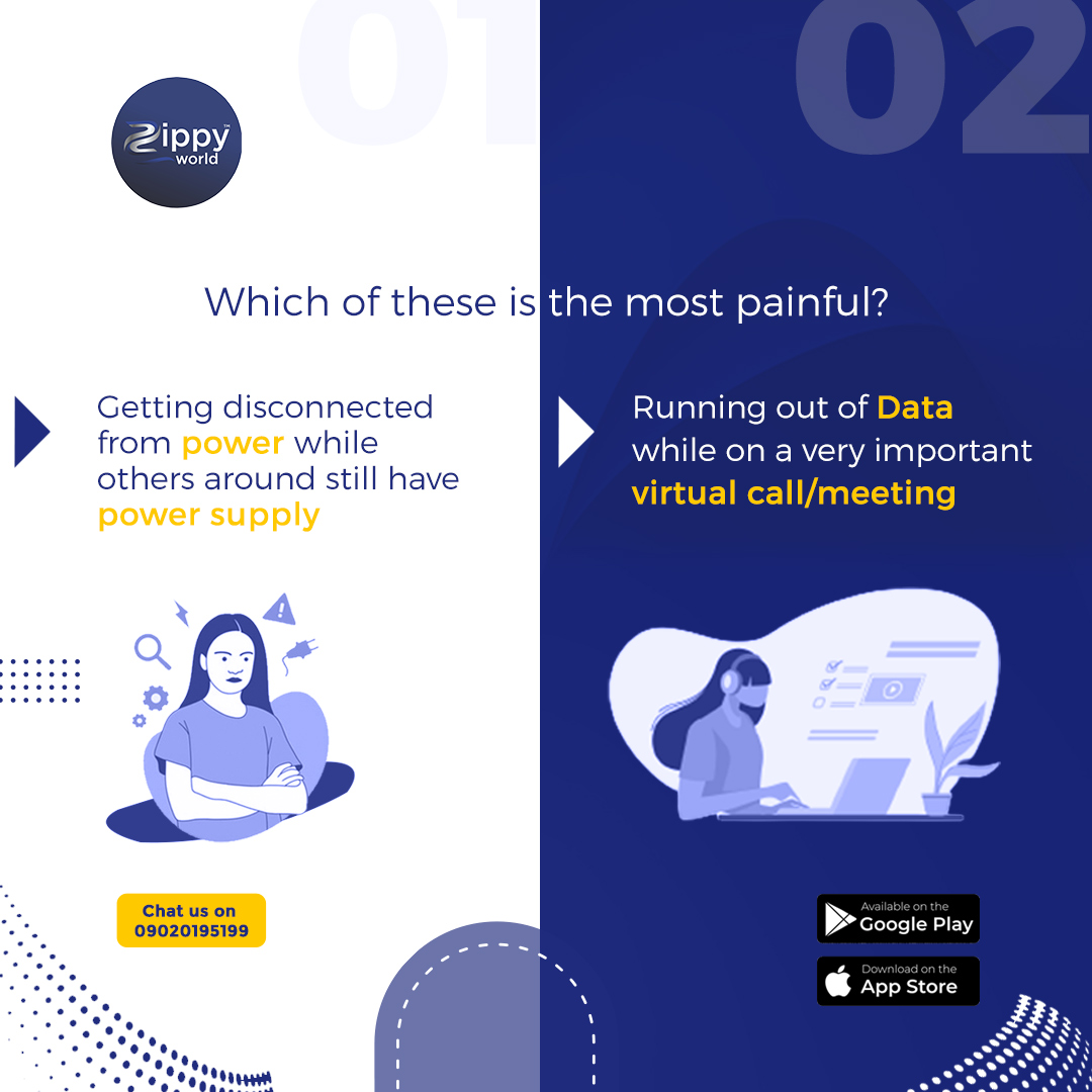 zippyworld_app's tweet photo. Which of these do you find as the most
painful? Drop a comment we are interested in knowing

#DataIsLife
#powergrid 
#PoweredByZippy https://t.co/e9nzH7KwV1
