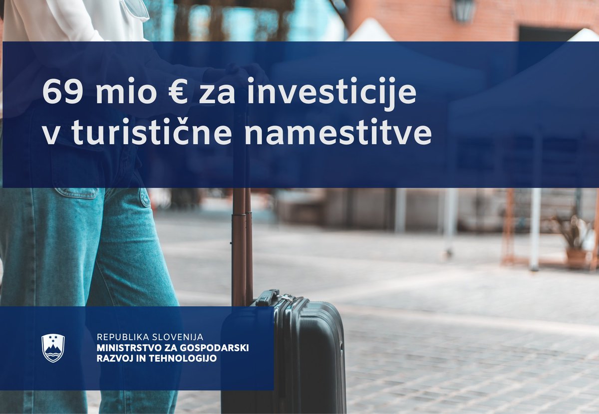 Objavili smo Javni razpis za sofinanciranje vlaganj v nastanitveno turistično ponudbo za dvig dodane vrednosti turizma v višini 69 mio €. Podprli bomo investicije v popolne rekonstrukcije ali novogradnje.

Več: gov.si/novice/2022-09…