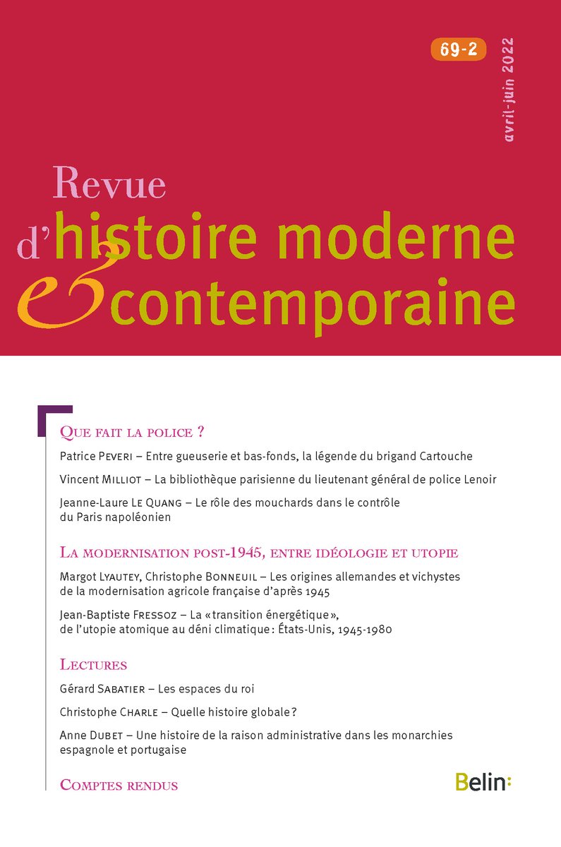 revuehmc's tweet photo. Le numéro 69-2 de la Revue d'histoire moderne &amp; contemporaine est maintenant disponible. Articles à découvrir en ligne (https://t.co/bEnkhRPtwo) ou en imprimé (https://t.co/23PCnELrQT). #rhmc #Belin #Cairn https://t.co/o4mi1lh9ME