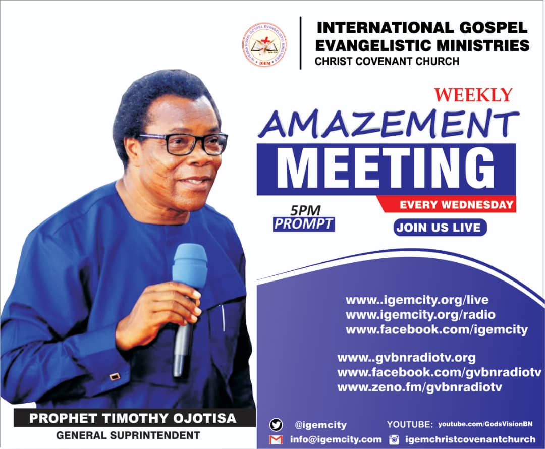 igemcity's tweet photo. Join us today for the weekly Amazement meeting at IGEMcity and all branches throughout the world.
May God bless IGEM abundantly and may good signs follow for us in Jesus name.
#IGEM #Igemcity #MeetGod #meetjesus #savior #redeemer #service #lord https://t.co/OMf1TzV8cY