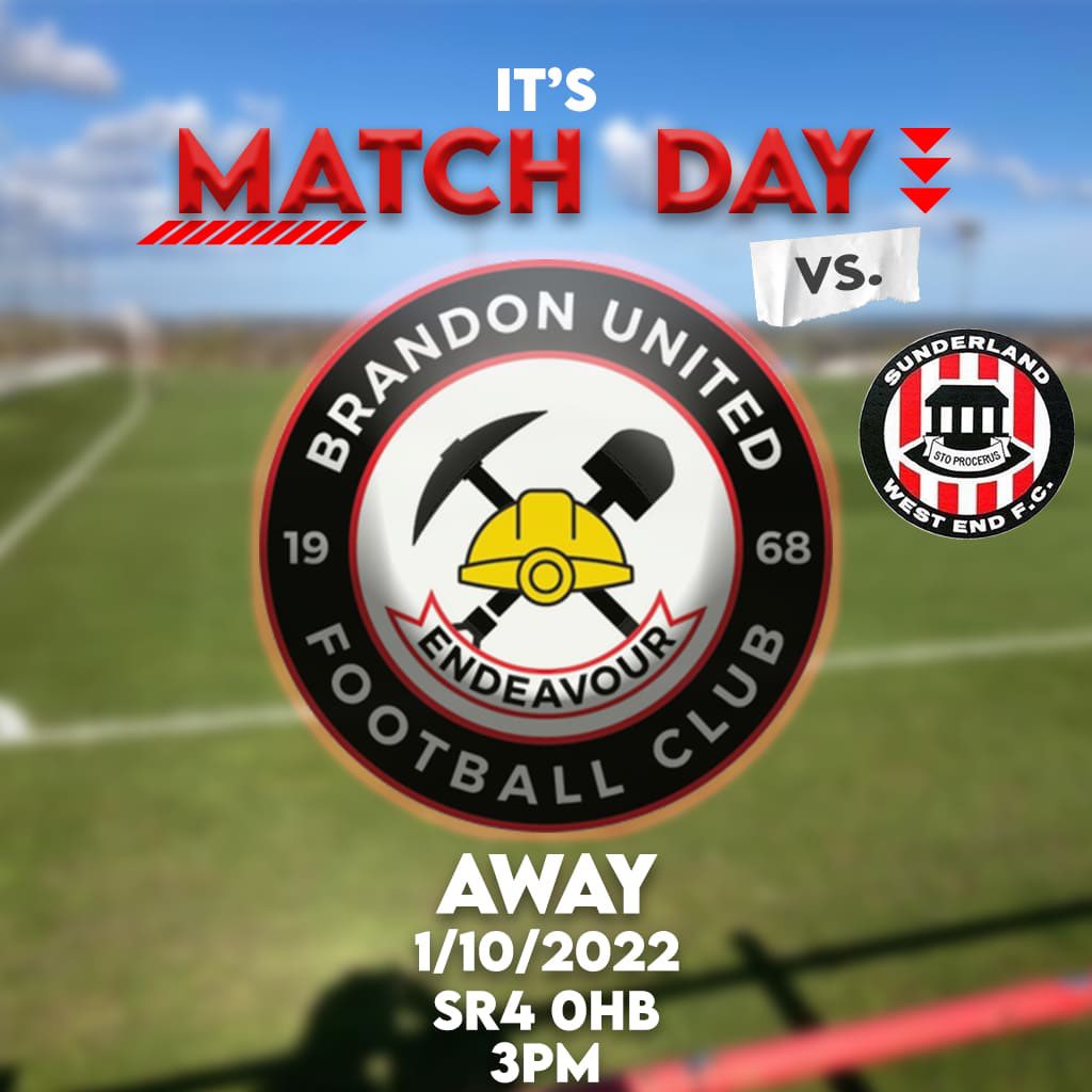 Back on the road | On Saturday 1/10 it sees the lads away to <a href="/Westend_FC/">Sunderland West End FC</a>. The lads are currently sat on a 8 win streak and will be looking to build on some great performances ⚽️ #UTB #Upthebrandon