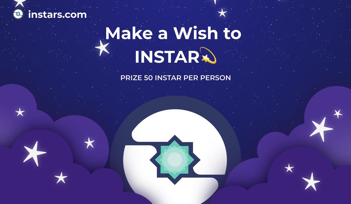 instarscom's tweet photo. MAKE A WISH TO $INSTAR 💫

🎉 PRIZE
50 $INSTAR per person 

📝 ENTER 
1.  Like &amp; Retweet 
2. Make a wish and drop your @instarscom wallet address below! 

TOP 50 WIN 🎉

Ready to earn crypto while being social? 

Join us at https://t.co/UevKFfRV4x 🚀 https://t.co/591JxSWlPY