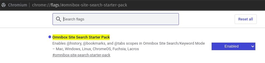 baranchugov's tweet image. chrome://flags/#omnibox-site-search-starter-pack
