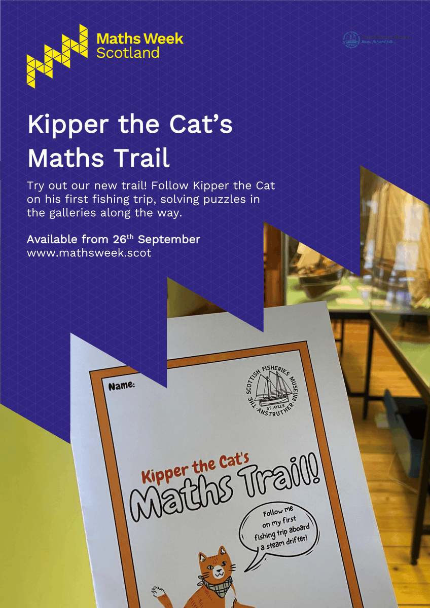 scotfishmuseum's tweet photo. Continuing the @mathsweekscot celebrations, we have a new gallery trail! Join Kipper as he embarks on his first fishing trip, solving puzzles along the way - pick up a copy from the front desk ๐ธ #MathsWeekScot #MathsInMuseums https://t.co/q6SxjGSRIN