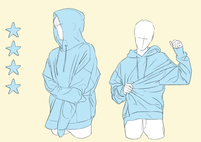 《シワ練習パーカー編!》シワの模写がやりやすくなる線画を作ってみました!レベルを分けてあるので好きなところからチャレンジしてみてください! 