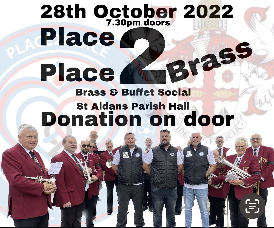 Place2placeFC's tweet photo. Doing something a bit different next month at #Place2Place
As we introduce #Place2PlaceBrass 4 the night
#Social #DJ #AllWelcome
In partnership with Parent First CIC https://t.co/SFmEenNKFp