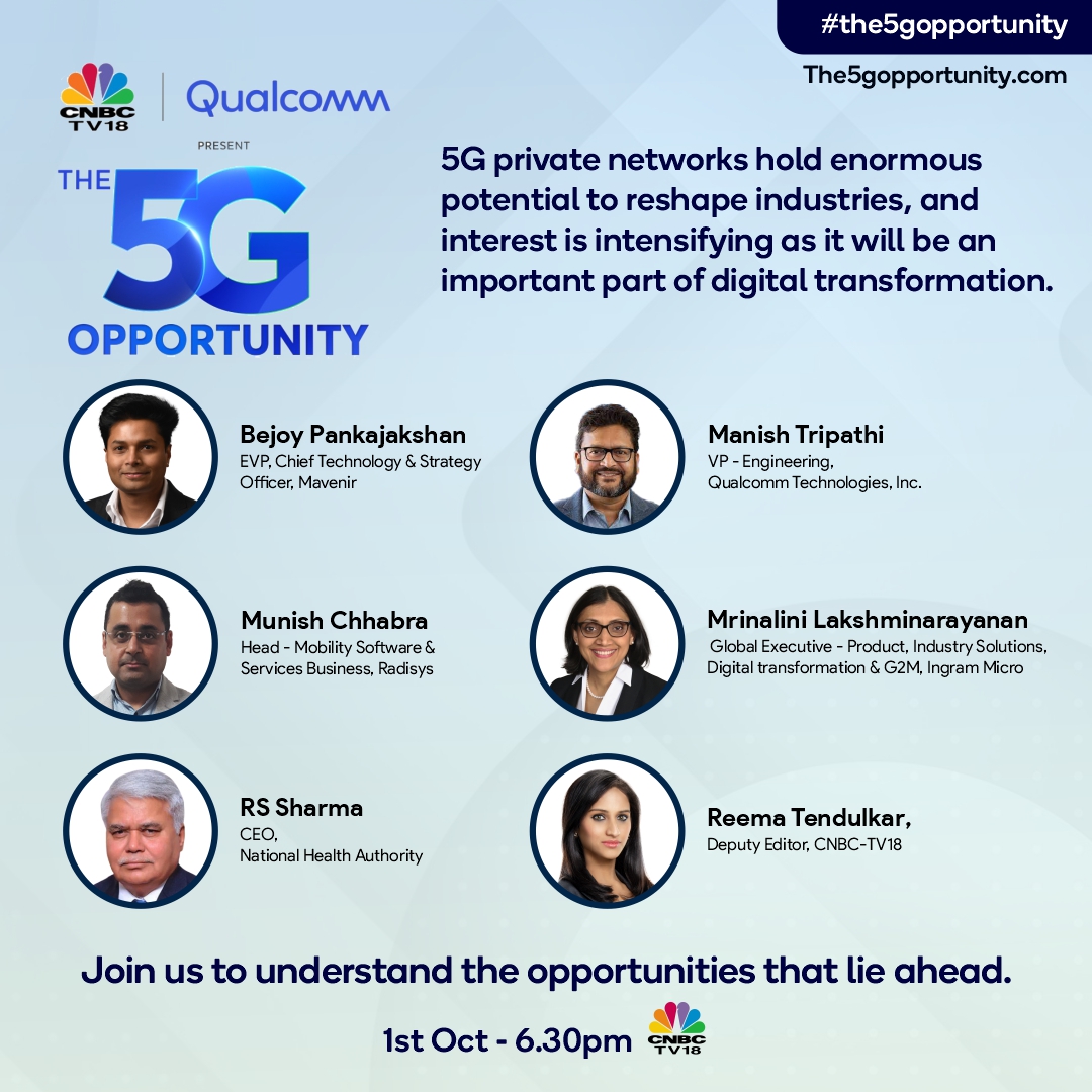 CNBCTV18News's tweet photo. To accelerate the benefits of private networks &amp; maximize the potential that 5G brings- streamlined planning, plug &amp; play deployments &amp; automated operations will be key. Join us to know more about #The5GOpportunity with @Qualcomm 

https://t.co/I96KsHjHS7

@mat2673 https://t.co/InSR6gqoD0
