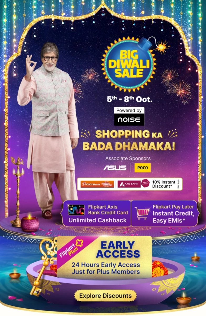 TechTipster_'s tweet image. Flipkart Big Diwali Sale From 5 to 8 October. Sale Starts 24hrs Early For Plus Members.
#Flipkart  #FlipkartBigDiwaliSale #FlipkartBigBillionDays