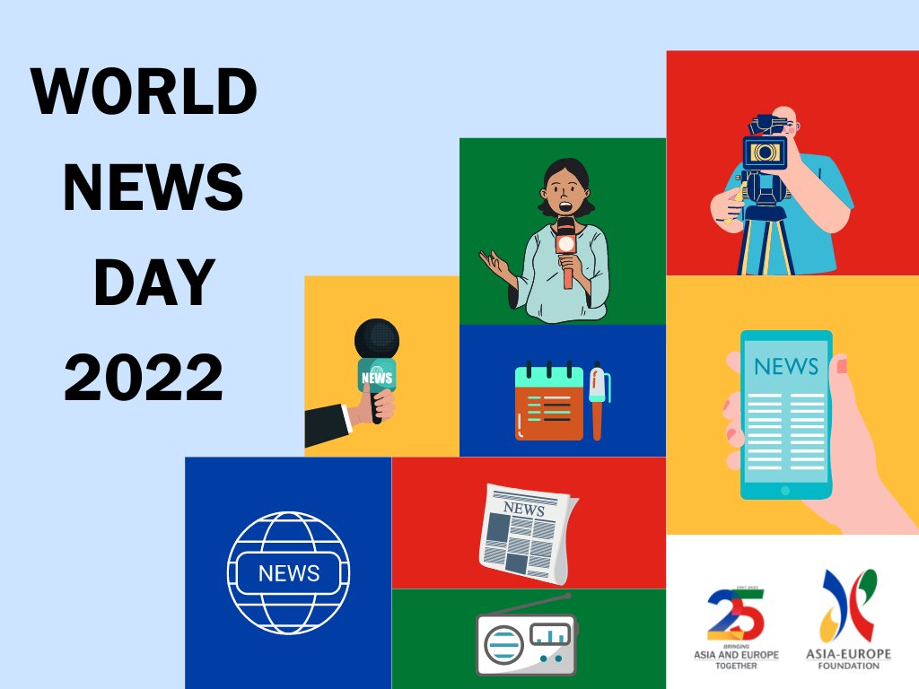 aseforg's tweet photo. #ASEF25 celebrates #WorldNewsDay! A global initiative to draw public attention to journalist role in providing trustworthy news.
ASEF will host #ASEFJS13 on 8-9 Nov in 🇸🇬 to young journalists to learn best media practices in new digital age.
More @ https://t.co/1AOLgFtjn4
#media https://t.co/AYNqwBjl1V