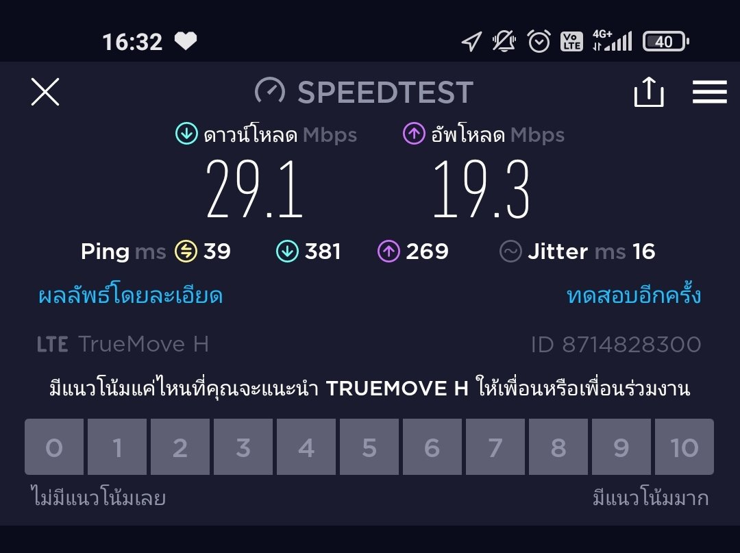 namfa_kulchat's tweet photo. เน็ตทรูแพ็ก 10 Mbps. แถวนี้แรงดีจัง 👍🏻 #เน็ตทรู #truemoveH #testspeed #เชียงราย https://t.co/pfaw57yo2K