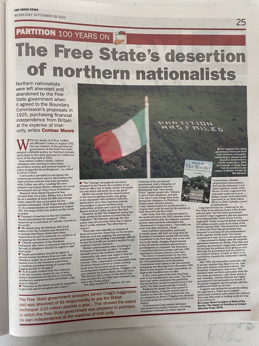 My article in today’s Irish News on the abandonment of Northern nationalists by the Free State government from August 1922.