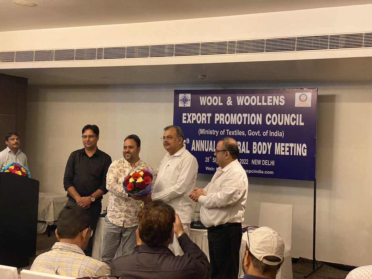 ChairmanWWEPC's tweet photo. It was a great honour to Chair the 55th Annual General Body Meeting of the Wool and Woolens Export Promotion Council, Ministry of Textiles, Government of India. https://t.co/eXJ4qHQI7z