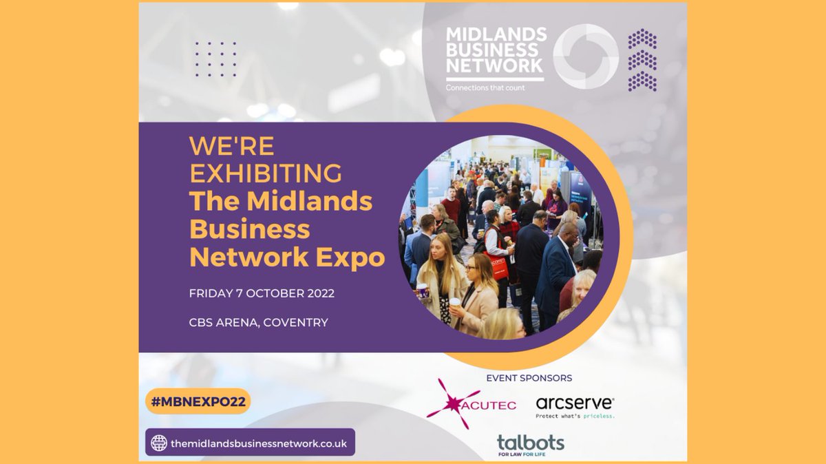 We are delighted to announce that we are exhibiting at The Midlands Business Network Expo on Friday 7 October 2022 at the CBS Arena, Coventry. 

Come and meet our team, we’d love to have a chat! Book your free ticket here: themidlandsbusinessnetwork.co.uk/events/the-mid… 

#MBNEXPO22