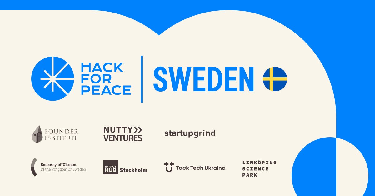 sigmaswgroup's tweet photo. #hackforpeace got tremendous support in Sweden.
Thank you, Founder Institute, @NuttyVentures, @StartupGrindSTO, Embassy of Ukraine in the Kingdom Sweden, @impacthub Stockholm, Tack Tech Ukraina & Linköping Science Park — we're happy to have you on board with us! https://t.co/b7auuZQMK5