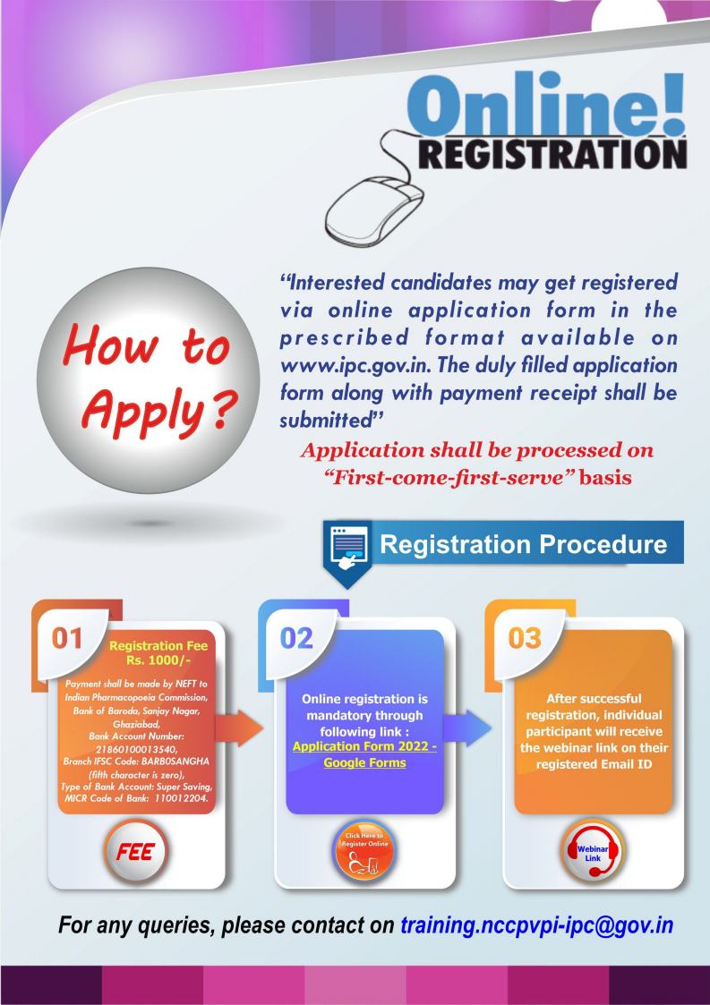 ipcgzb's tweet photo. Application invited for  23rd SDP On Pharmacovigilance for Medical Products

Date               :     14-18 November 2022

Organised By      :  Indian Pharmacopoeia Commission, Ghaziabad

Mode          :         Virtual Mode

Google Form Link: https://t.co/8Pz27CzAvF https://t.co/FSuNPDt1iZ