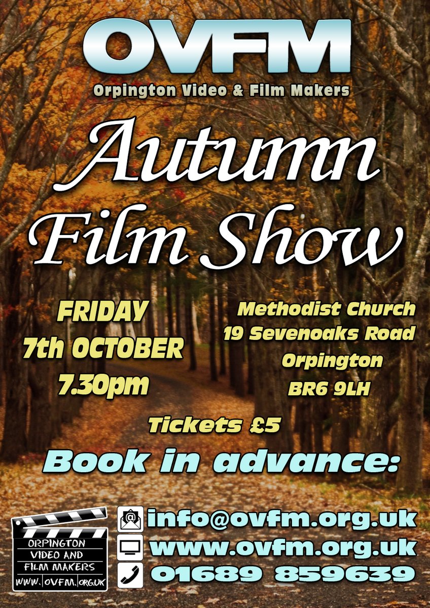 Just over one week to go! Get your tickets NOW! Our AUTUMN FILM SHOW is coming FRIDAY OCTOBER 7th 2022 - Details and ticket info here: ovfm.org.uk/autumn-film-sh… #Orpington #Bromley #PettsWood