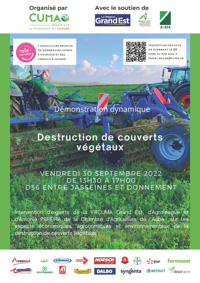 RDV terrain le 30 sept : #démonstration #couvertsvégétaux
La Chambre d'agriculture est partenaire et intervenante : <a href="/TonioPereira2/">Tonio Pereira</a> 
👇 informations pratiques