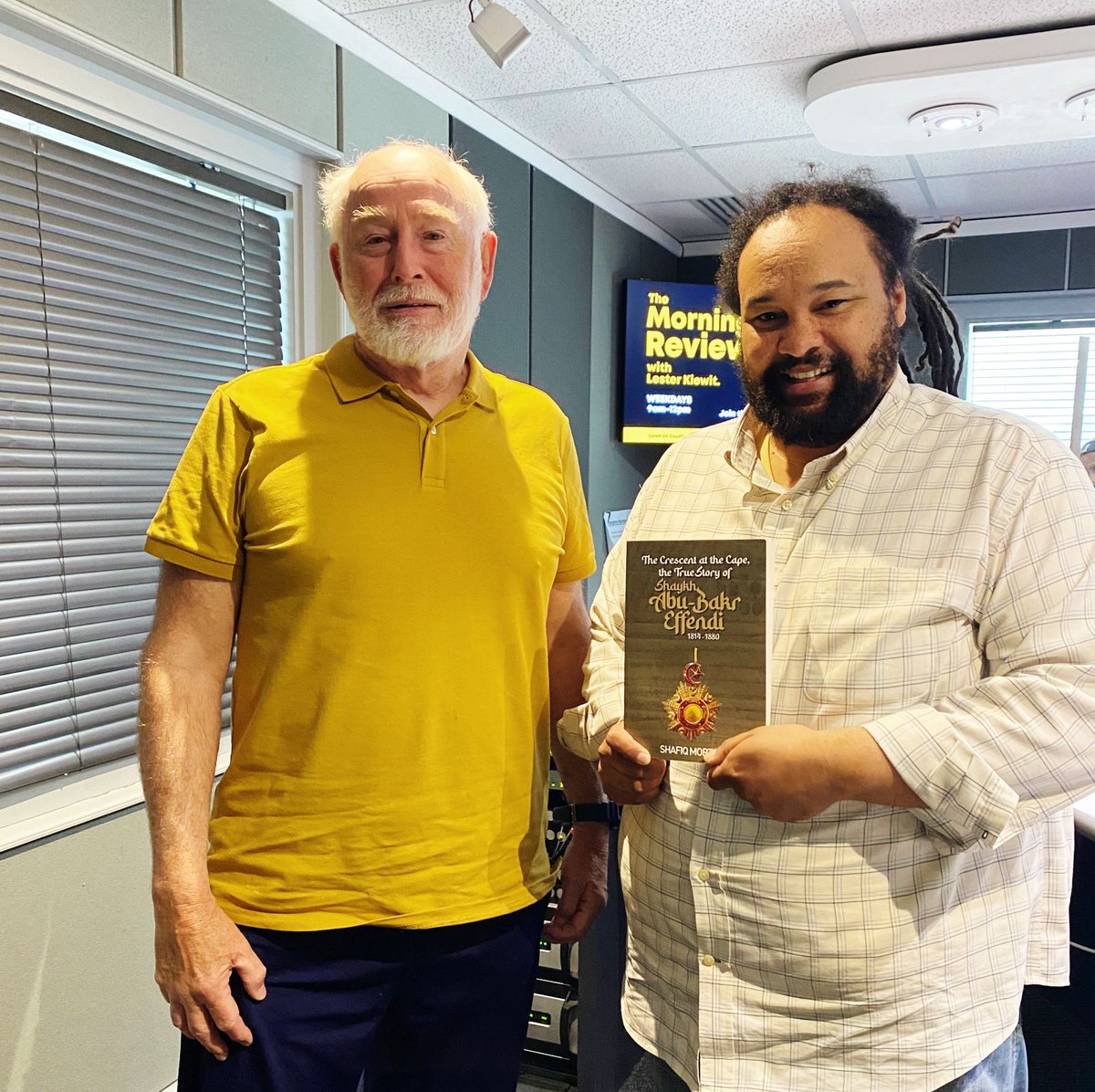 Shafiq Morton, author of "The Crescent at the Cape, the True Story of Abu-Bakr Effendi” with Cape Talk's Morning Review host Lester Kiewit.
Lester spoke to Shafiq about his latest book.
This book was published by Awqaf SA and IRCICA.