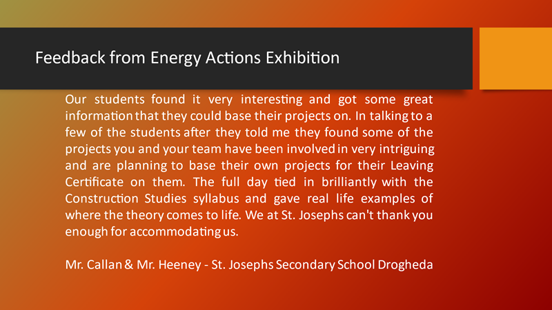 EnergyTeamIE's tweet photo. St Joseph’s Secondary School, Drogheda at our recent Energy Actions Exhibition. 
“The full day tied in brilliantly with the Construction Studies syllabus and gave real life examples of where the theory comes to life.” @Droghedacbs https://t.co/TjT84LER87