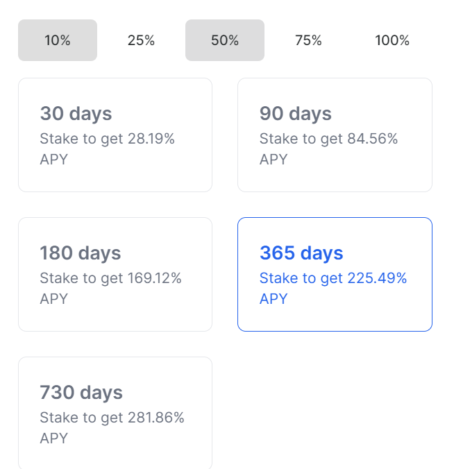I'm having a dilemma here about whether to stake it all for a year or 2. 
Then decided to stake 50% on a  year locking period. 
I hope I made the right decision here. 

I must admit $WYND got my attention w/ the different styles of the locking period. 

#CosmosNews