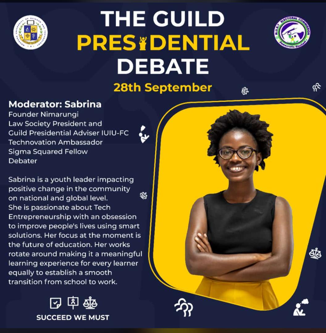 BensonMayanja12's tweet photo. Today commences a 2-day MUST Guild Presidential Debate Series. I'm honored, once again, to be a part of the Moderating Panel as we groom intellectual discourse in mainstream leadership. 

I look forward to amazing sessions alongside @AndrewKamugisha @sabrina @MustGuild MUSTDebate https://t.co/6VMtKZn69E