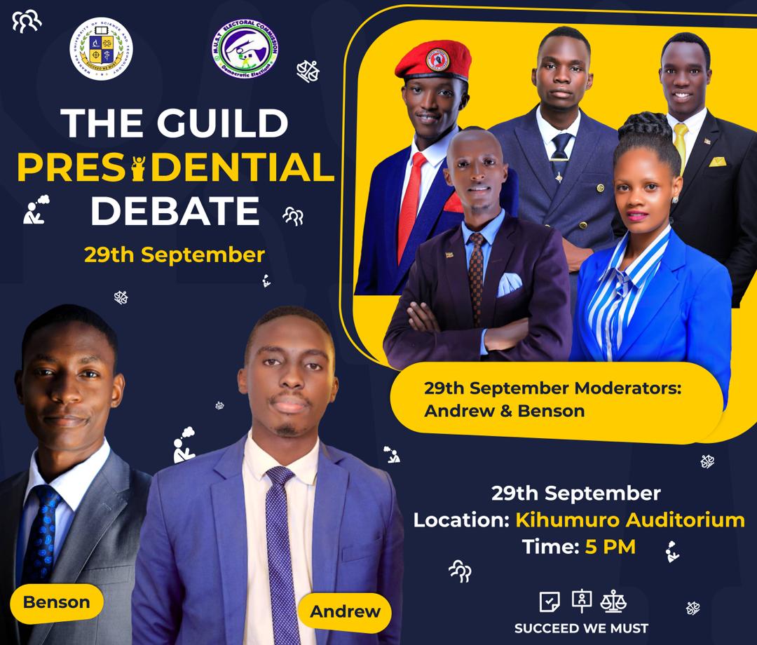 Today commences a 2-day MUST Guild Presidential Debate Series. I'm honored, once again, to be a part of the Moderating Panel as we groom intellectual discourse in mainstream leadership. 

I look forward to amazing sessions alongside <a href="/AndrewKamugisha/">kamugisha Andrew</a> <a href="/sabrina/">สะบรีนะ sabrina</a> <a href="/MustGuild/">MUST STUDENTS GUILD</a> MUSTDebate
