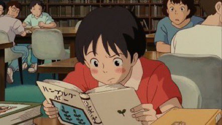 17Od9's tweet photo. 雫が読んでる本が1番気になる。ねぇ雫、何でその時その本を選んで読んでたの？教えて‥‥オタクな私は気になるよ？
#ジブラーと繋がりたい #ジブリ好きと繋がりたい #耳をすませば #耳すま #ジブリオタク #ジブリ好き #月島雫 https://t.co/DdAXuEAdvi