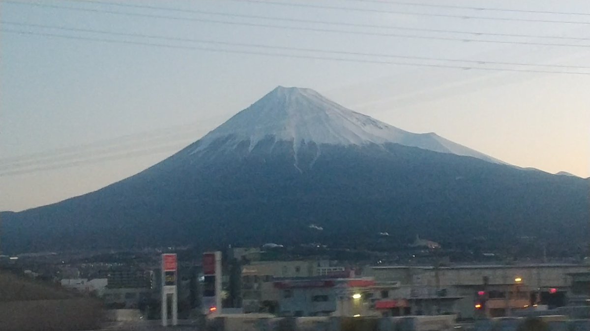 過去空 いつかの夜明け前の空と富士山 JR東海東海道本線富士駅辺りの サンライズ瀬戸・出雲の車窓から