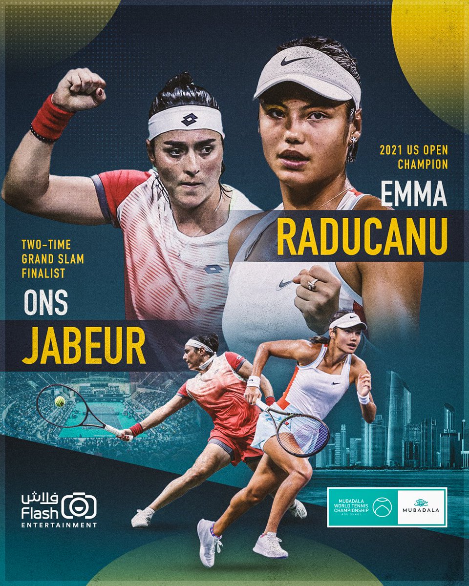 Our first two players for #MWTC 2022! Two-time Grand Slam finalist and defending champ @Ons_Jabeur 🇹🇳 will take on 2021 US Open champion @EmmaRaducanu 🇬🇧 on Day 1 #InAbuDhabi Get your tickets to watch this epic match here: bit.ly/mwtc-tickets #ThisIsMWTC
