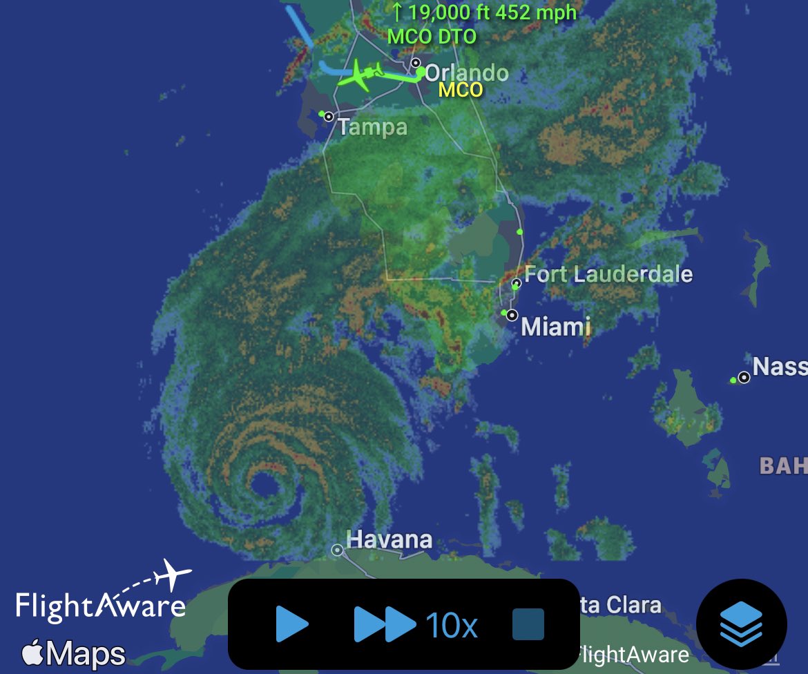 JamesPickrel's tweet photo. That was a close one…..flight canceled back home tomorrow but got out just in time. #CloseCall #FirstHurricane #Ian #BackInTexas https://t.co/ge4KNo5VbO