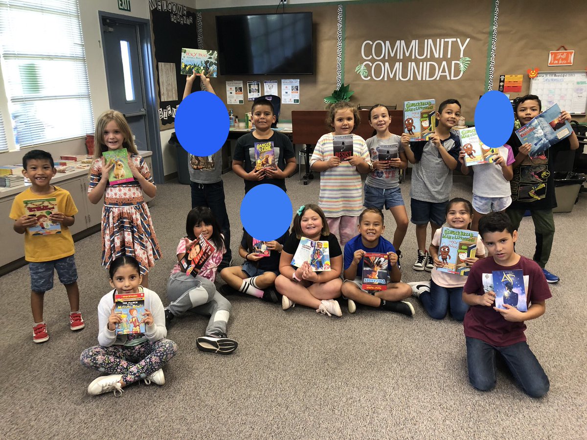 DevonBlasier's tweet photo. We will read them here and there, 
We will read them everywhere.      Thank you, Thank you, @CerritoPta
Our free books have made our day!      @elcerritolhcsd #scottiepride #lhcsd https://t.co/CFW1Ium9rF