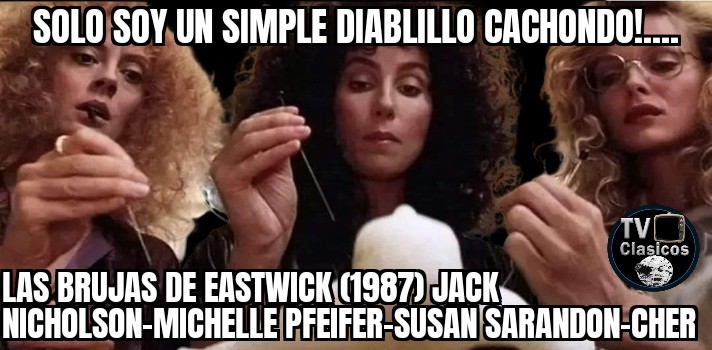 TVClasicos_yt's tweet photo. Bon dia ||⭐️||, Buenos días Tuiteros, Cafè doble‼️☕️☕️➕️🥐‼️ y a por el Miercoles 👍
#bondia #BuenosDias #LasBrujasDeEastwick #Cher #MichellePfeifer #SusanSarandon #JackNicholson @cher @SusanSarandon https://t.co/M0eFHwzi1v