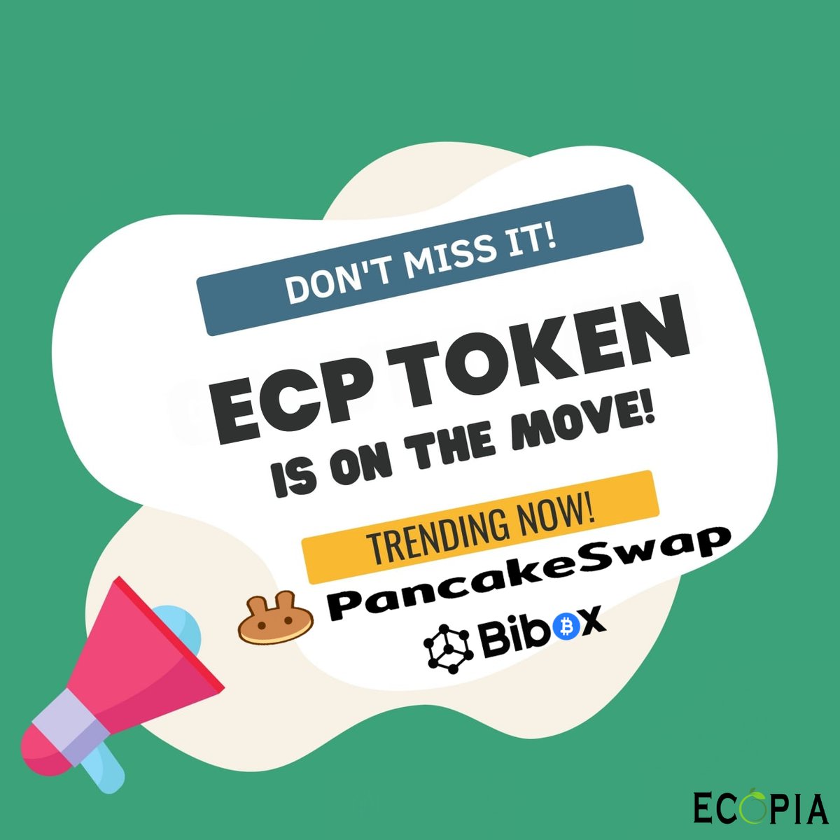 EcopiaInfo's tweet photo. We don't follow the usual #crypto trends, we set our own!

#ECP is on the move📈

You can trade #ECP on #Pancake Swap and #Bibox

#ECP #reward #USDT #BNB https://t.co/CsKgqfGUEk