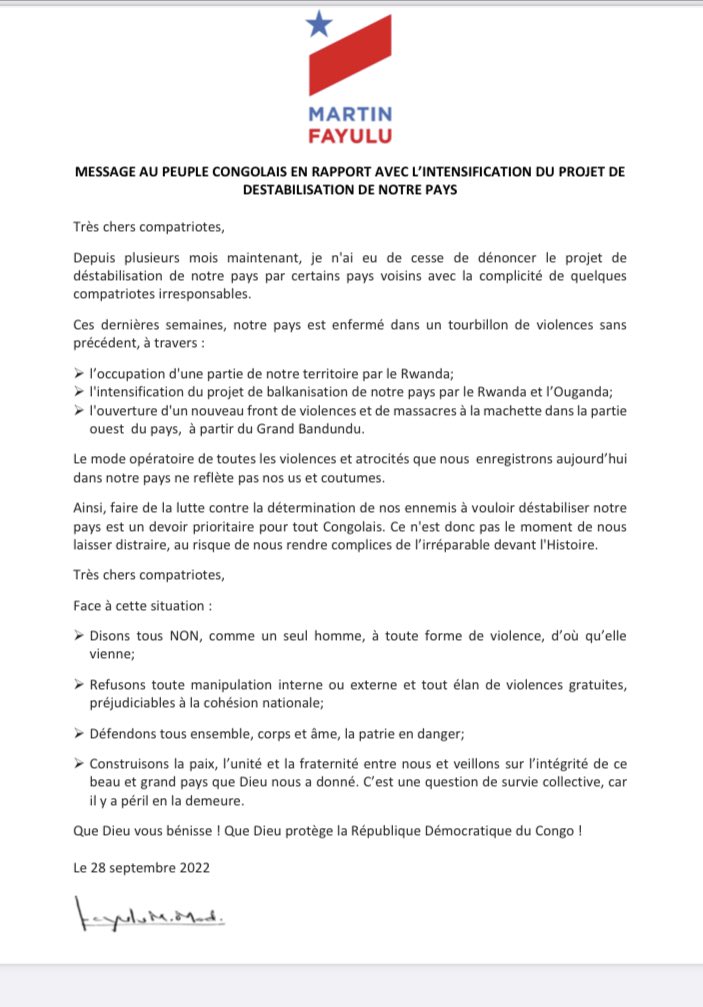 Martin Fayulu tweet media